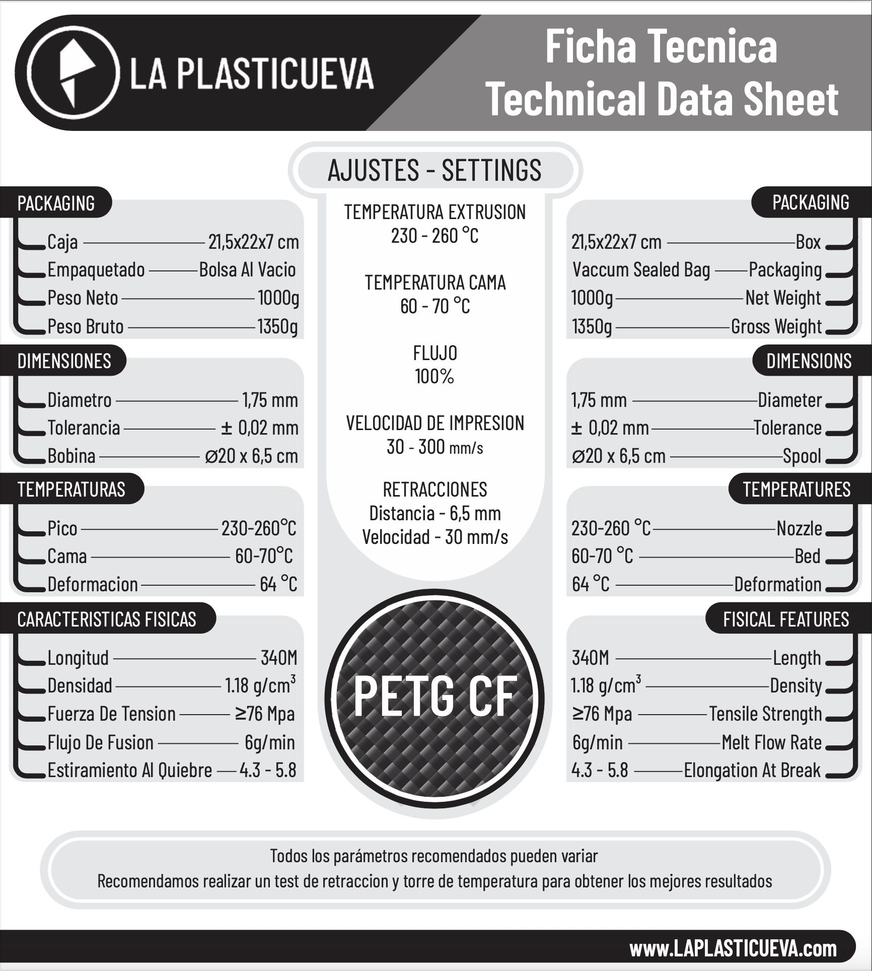 PETG-CF CARBON - Negro